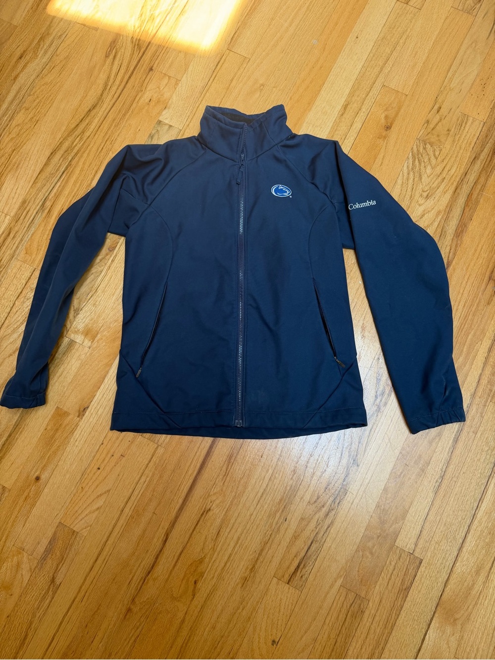 Columbia PSU PENN STATE Navy Blue Zip-Up Softshell Jacket, medium VINTAGE